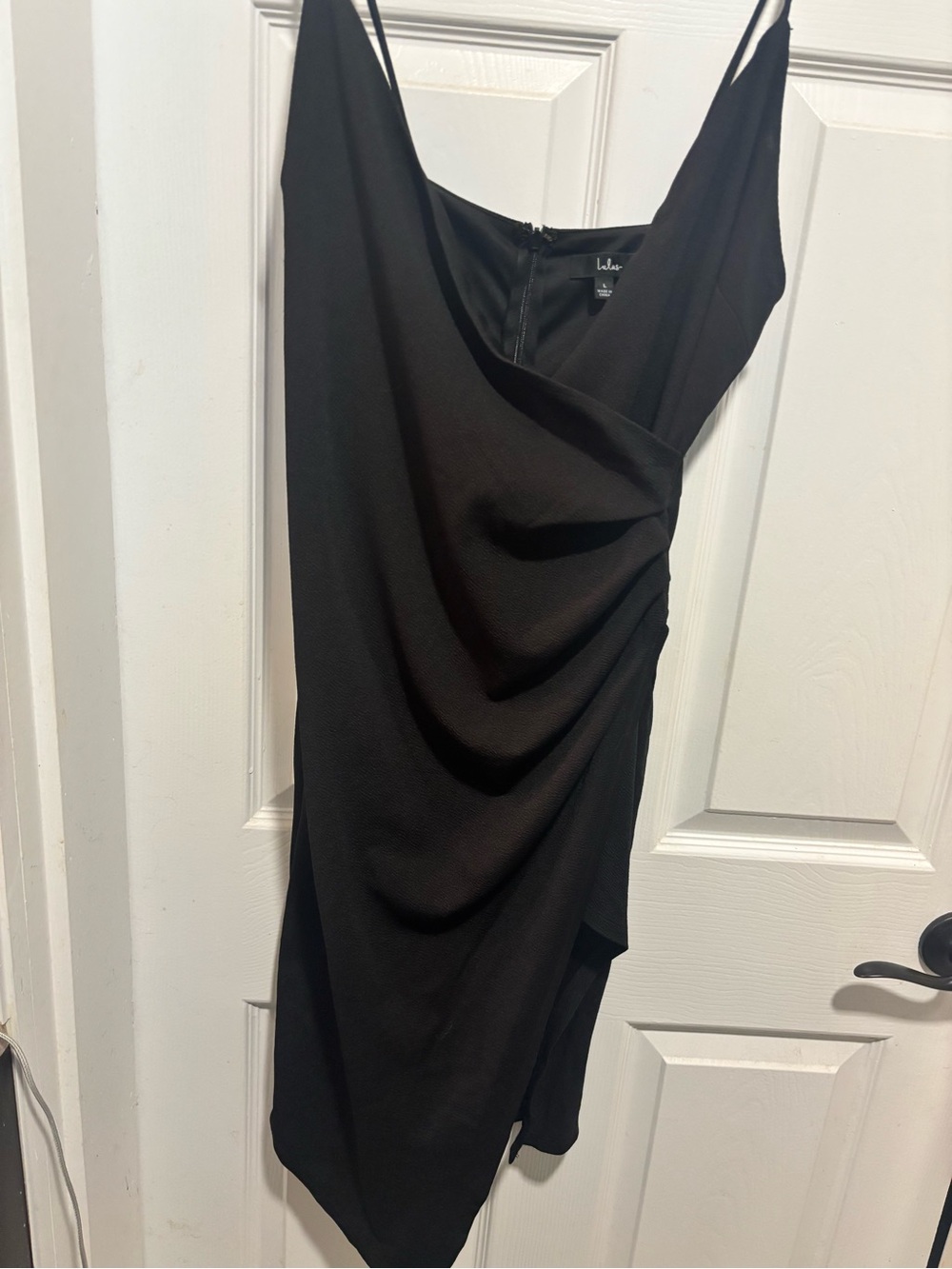 Lulu's Black Asymmetrical Draped Slip Dress